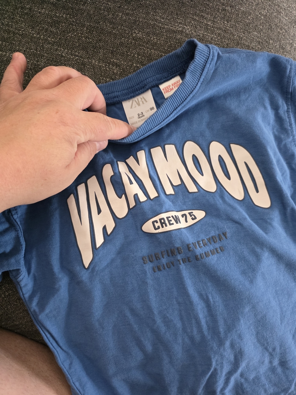 ZARA Blue "Vacay Mood" Graphic Tee for Kids